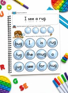 CVC Short Vowel Decodable Sentences Worksheets for Kindergarten (Free ...