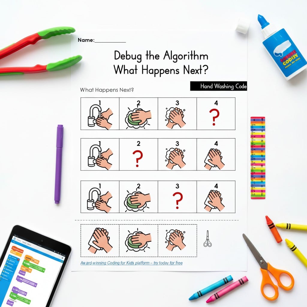 planting a seed coding worksheet showing step by step sequencing