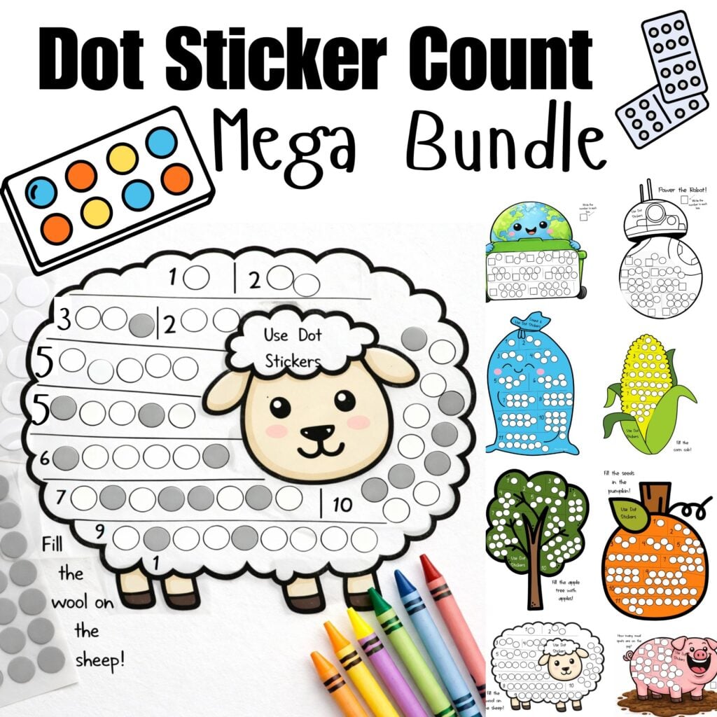 dot sticker counting worksheets designed for year-round use.