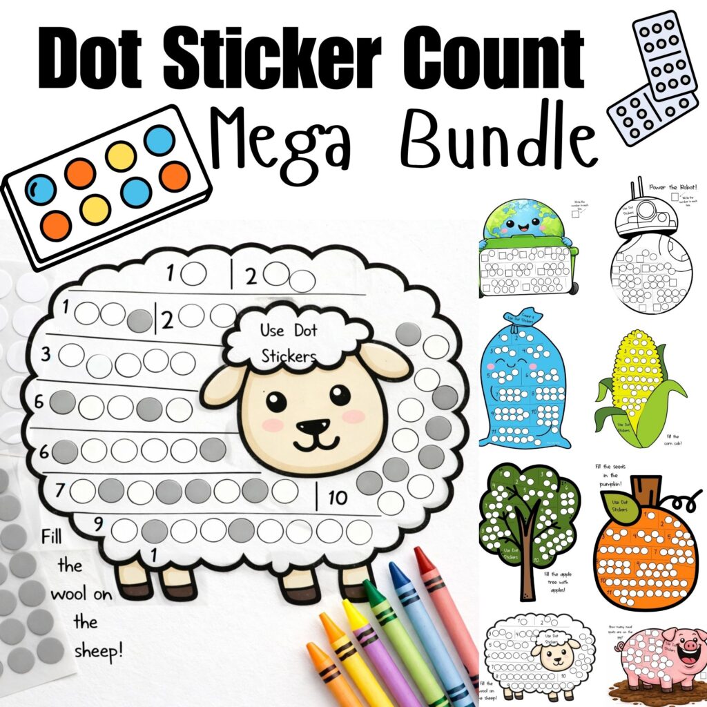 Fine motor sticker counting worksheet for young learners and special education students