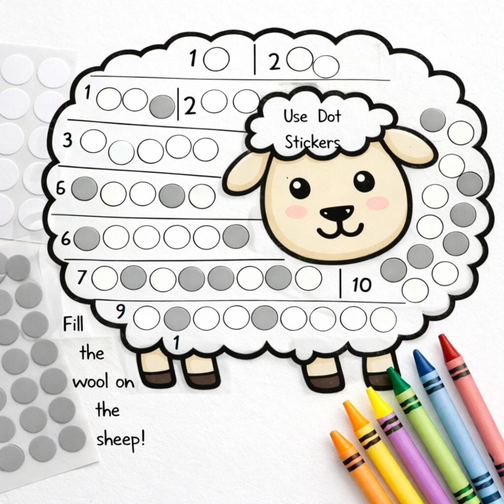 earth day counting worksheet for preschool using dot stickers activity