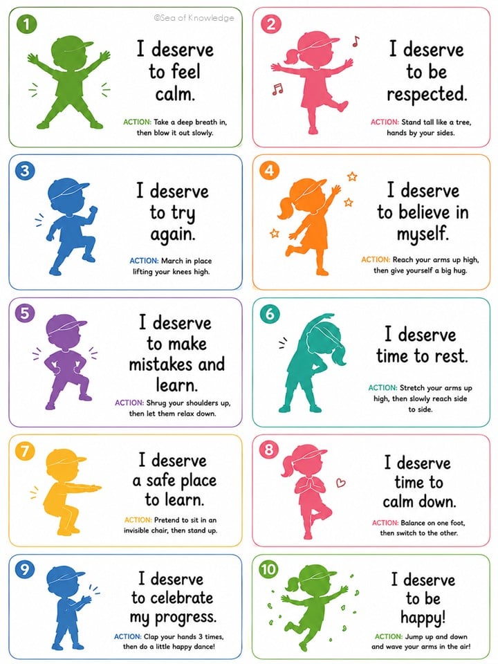 Kids Affirmation Cards Free Printable for Confidence, Feelings and Kindness