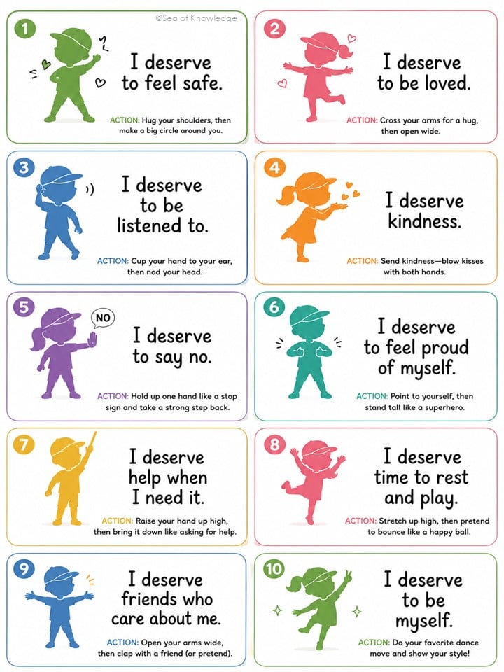 Grab these kids affirmation cards free printable pages featuring a kindness concert theme, SEL affirmations, colorful animal cards, and a fun I Spy coloring activity for emotional learning.