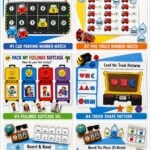 Discover fun transportation printables for kindergarten including car parking number match games, fire truck counting mats, airplane phonics activities, SEL busy books, shape matching games, and hands on preschool transportation activities. Includes a free transportation busy book printable for kids.