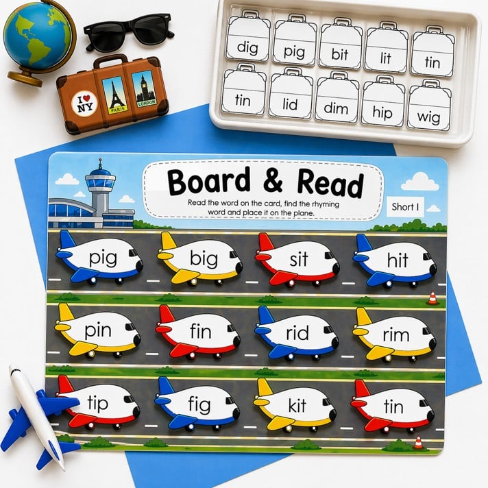 Printable transportation learning activities for kindergarten featuring literacy, math, SEL, and shape recognition skills.