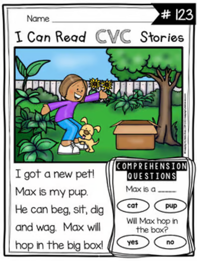 beginning reading practice for kindergarten