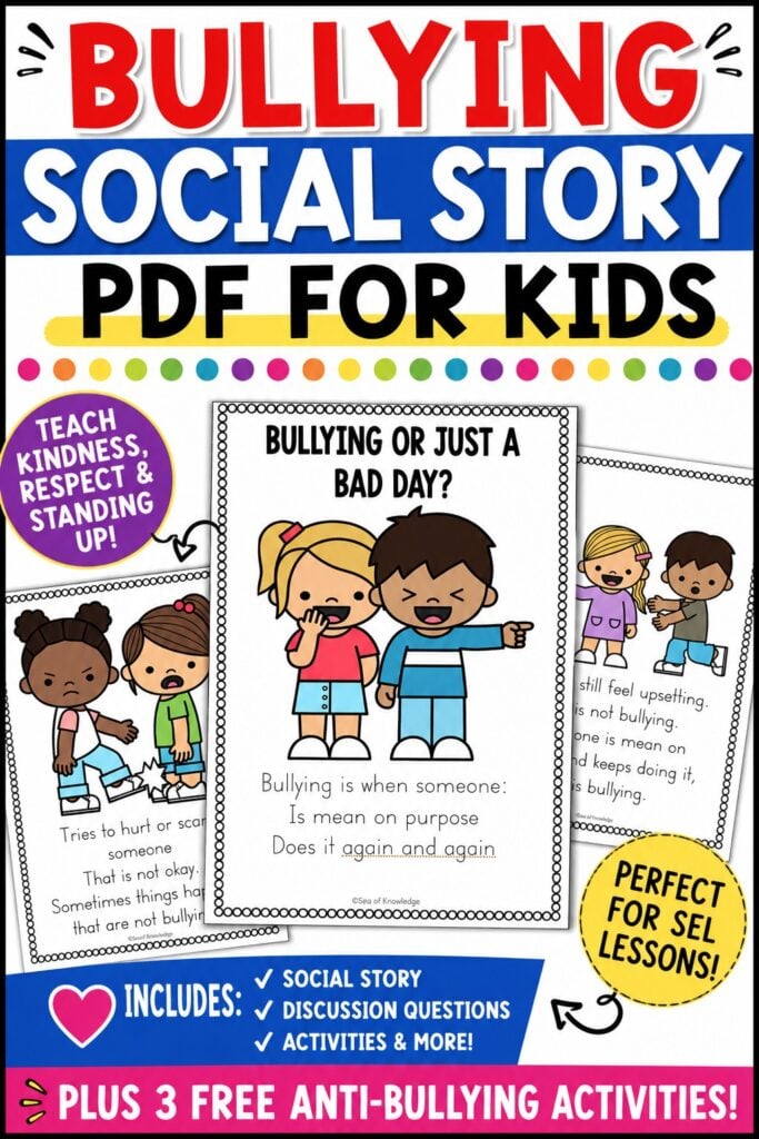 Anti-bullying social story for kids explaining the difference between bullying and a bad day.