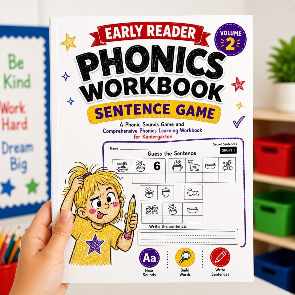 Short vowel games printable resource helping kids practice phonics, reading fluency, and sentence building