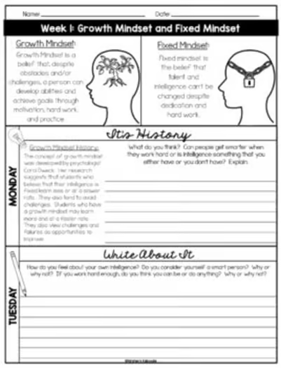 Teacher printable growth mindset infographic for SEL lessons and character education displays.