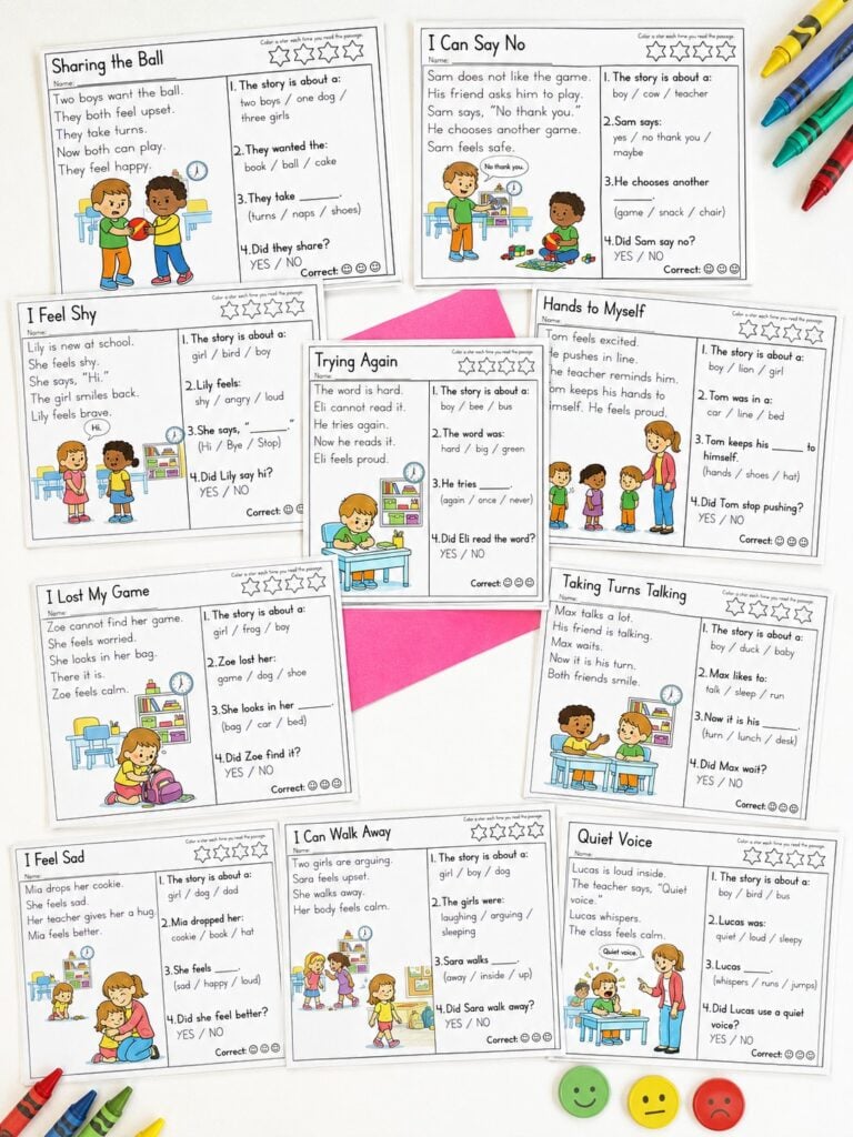 50 Social Stories About Emotions for Kindergarten That Help Kids Calm Down and Communicate
