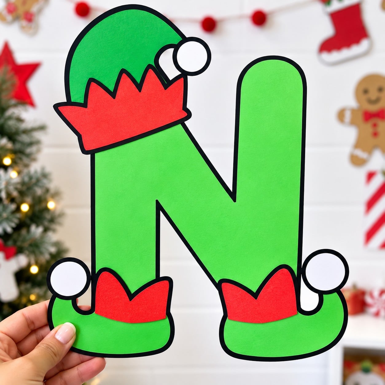 Christmas letter craft activity for coloring, cutting and gluing