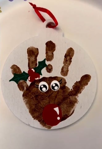 Rudolph handprint reindeer Christmas craft