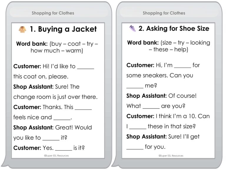 Shopping Conversation Scripts: Life Skills 2
