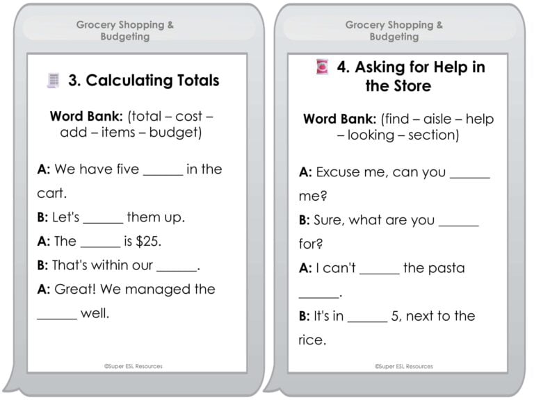 Shopping Conversation Scripts: Life Skills 4