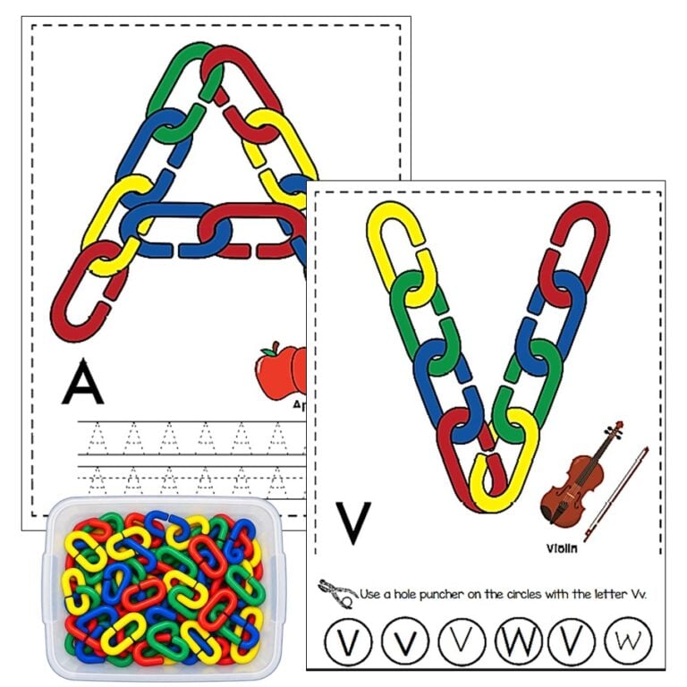 Uppercase Alphabet Plastic Chain Task Cards