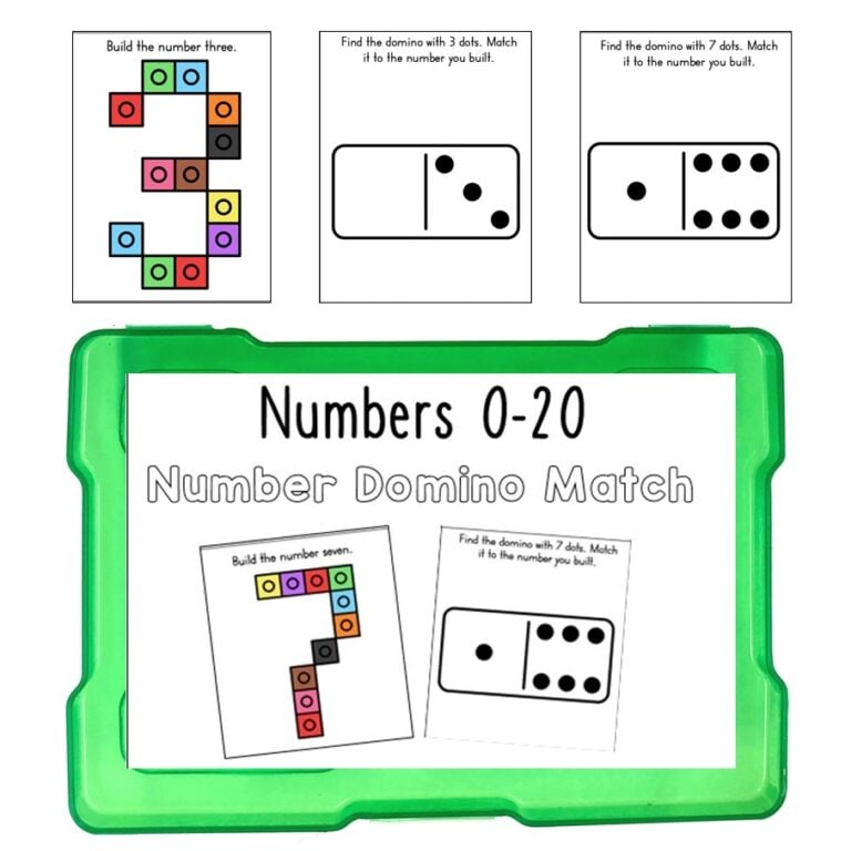 Number Cube Build Domino Match Task Box 0–20