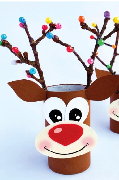 Cardboard toilet paper roll reindeer Christmas craft
