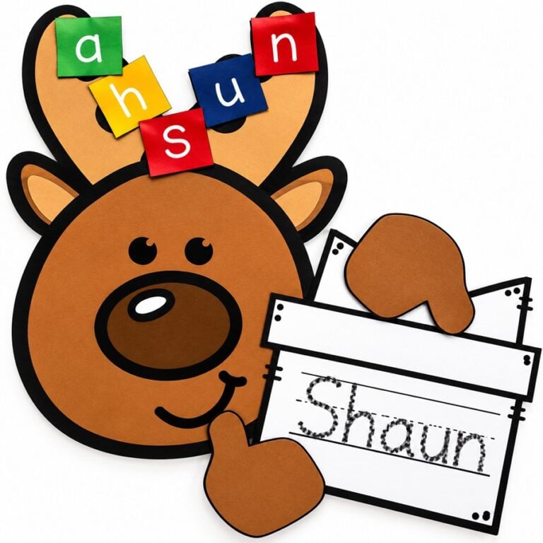 Reindeer Name Craft Christmas Name Spelling Activity