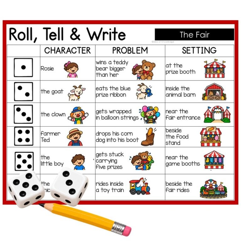 August Fair Roll a Story Writing Activity Carnival Creative Writing