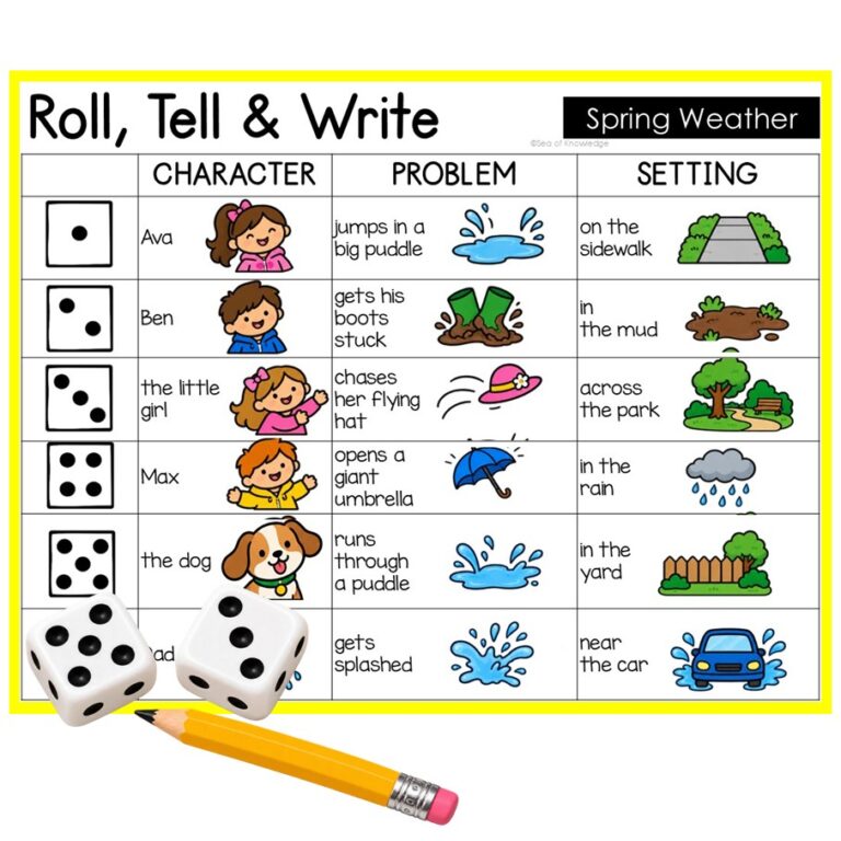 March Spring Weather Roll a Story Writing Activity