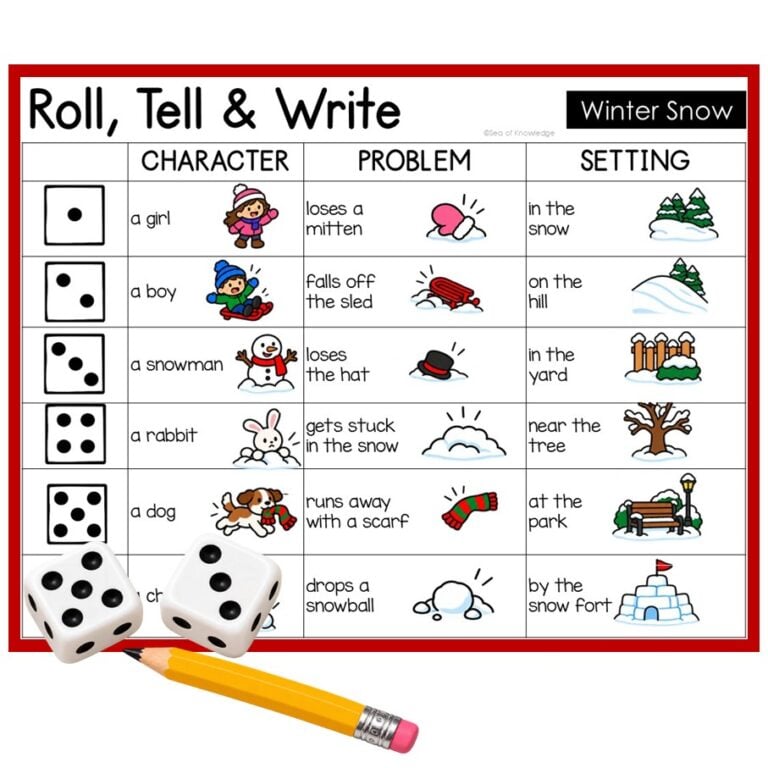 December Winter Roll a Story Writing Activity Snow Creative Writing
