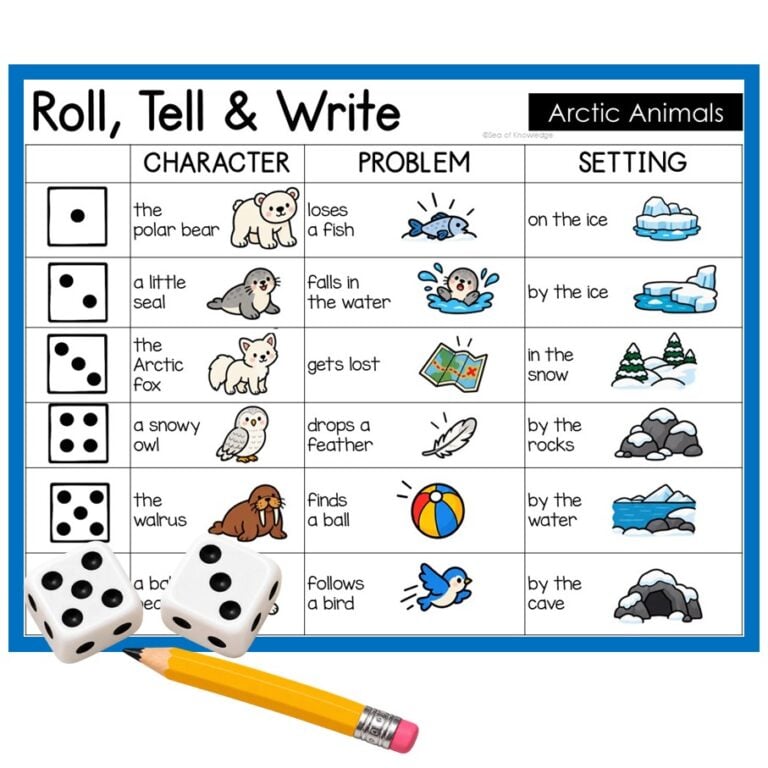 January Roll a Story Winter Writing Boards