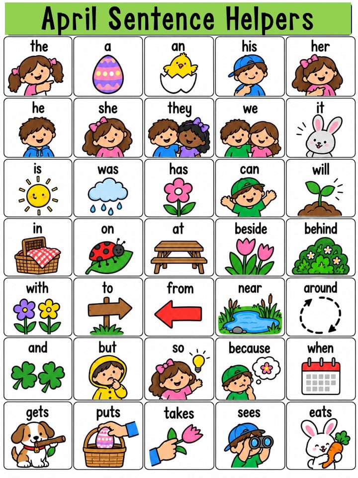 April Writing Word Bank Spring