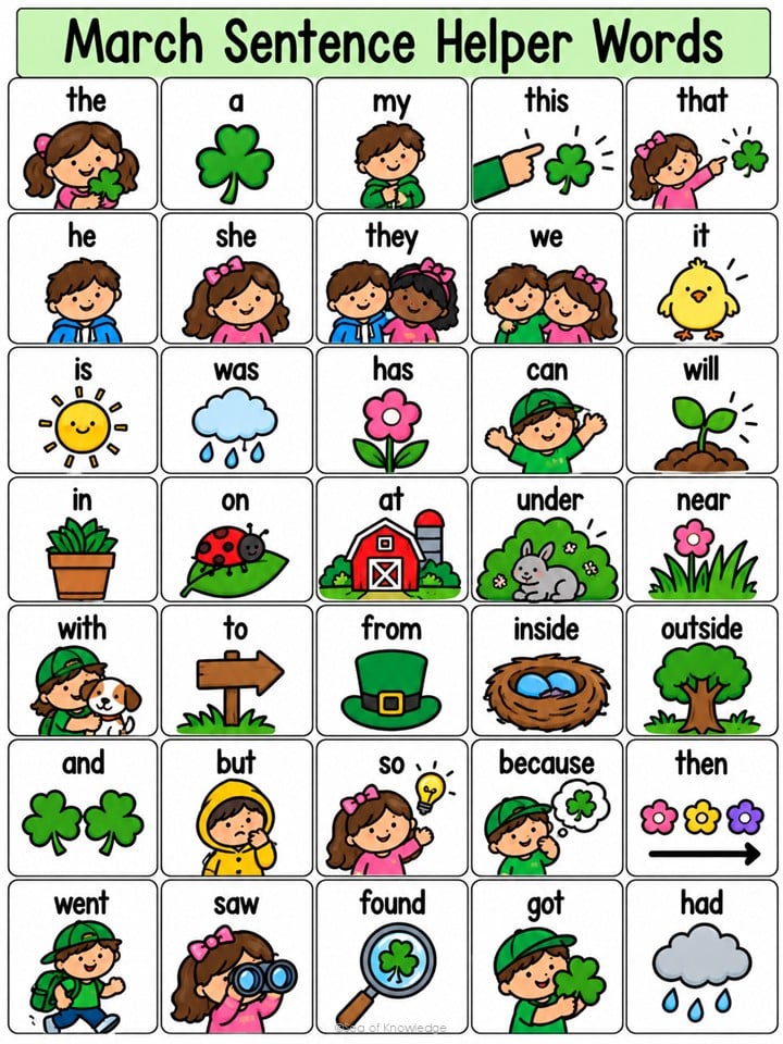 March Writing Word Bank Spring Themes
