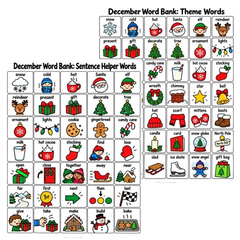 December Christmas Writing Word Bank