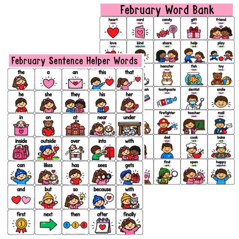 February Valentine’s Day Writing Word Bank