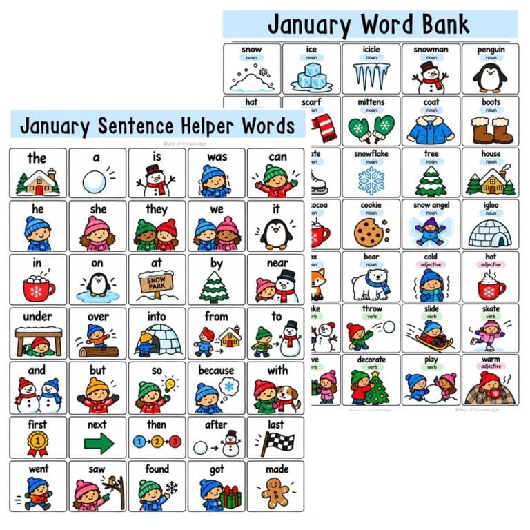 January Winter Writing Word Bank