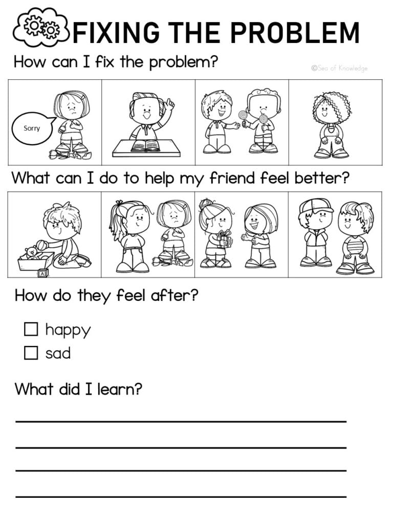 Behavior Think Sheet for Positive Choices